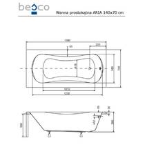 Акриловая kąpiel ARIA 140x70 BESCO prostokątna