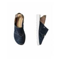 Stylowe damskie sandały z nubuku niebieskiego koloru