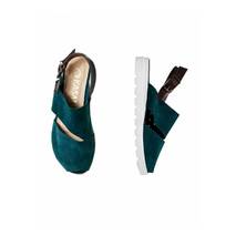 Zielone damskie sandały z nubuku