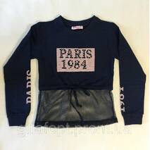 Skrócony свитшот dla dziewczynek "Paryż" niebieski