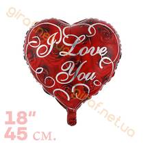 Balon metalizuje, pod postacią serca "Czerwienne Róże", 18″