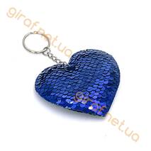 Brelok pod postacią serca z пайетками (dwustronne) niebieskiego koloru, 10х9 cm