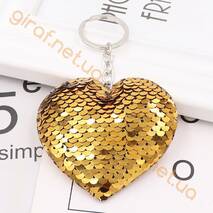 Brelok pod postacią serca z пайетками (dwustronne) złoto, 10х9 cm
