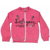 Ciepła różowa bluzka na żmijce "Happy" dla dziewczynki 5-8 lat