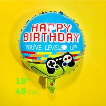 Balon jest okrągły 18″, Happy Birthday "Level UP"