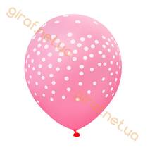 Lateksy balony, różowe z białym grochem (12″, 2.8 grama)