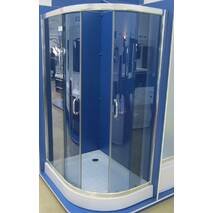 Prysznicowa kabina asymetryczna BADICO SAN 1015 Grey lewostronna 115х85х195 z podstawką i syfonem