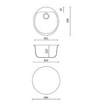 Okrągłe kuchenne mycie Granitika Round Bevel RB515120 beż 51х51х20