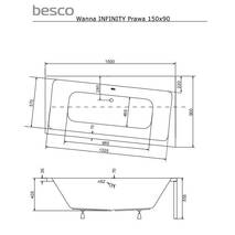 Акриловая kąpiel Infinity 150х90 prawa Besco PMD Piramida