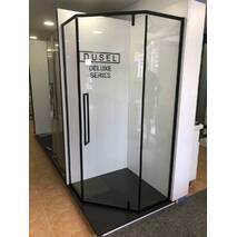 Prysznicowa pięciokątna kabina Dusel™ DL - 197hb black matt 100х100х190, przejrzysta