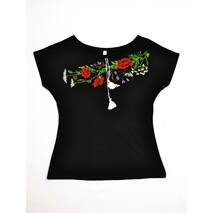 Czarna dzianinowa haftowana koszula damska Wildflowers MOTYV Piccolo L