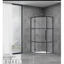 Prysznicowa pięciokątna kabina Dusel™ DL - 197hbp black matt paint 100х100х190, przejrzysta