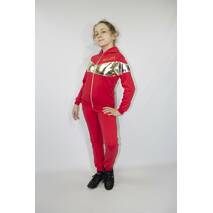 Sportowy  trykotażowy nastolatkowy kostium dla dziewczynki z wstawką złoto, 140-146-15 2-158-164 wzrost. Ukraina