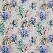 Uliczna tkanka дралон zwrotniki różnobarwne liście z niebieskim kwiatem 88265v1