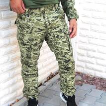 Spodnie wojskowe taktyczne piksel od 46 do 64 rozmiarów,  posiadają 7 kieszeni, przegrodę na nakolanniki