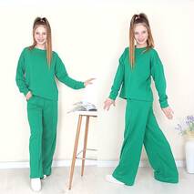Kostium dla dziewczynki jest демисезонный bawełniany z spodniami palazzo zielony  116-122-128-134-140 wzrost