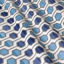 Dekoracyjna tkanka geometria sześciokąty są niebieskie na białym tle Turcja  87998v7