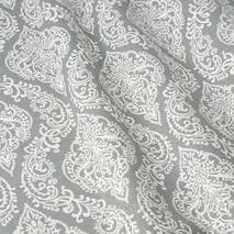 Dekoracyjna tkanka białe wzory na szarym tle Turcja 84583v3