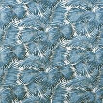 Dekoracyjna tkanka niebieskie tropikalne liście na białym tle Turcja 87849v9