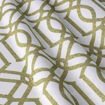 Dekoracyjna tkanka złoty wzór na białym tle bawełna 280см 84665v2