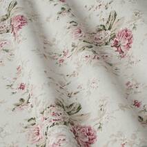 Dekoracyjna tkanka z teflonem impregnowaniem bukiety różowych róż na mlecznym tle 180см 88314v7