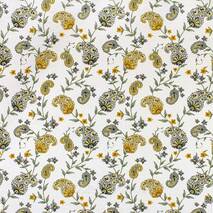 Dekoracyjna tkanka ogórki szaro - żółte na białym tle Turcja 88025v9