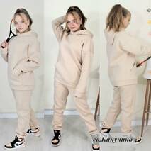 Ciepły kostium na dziewczynkę w stylu oversize, 140-146-152- 158-164-170 wzrost, Ukraina