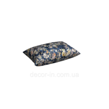 Dekoracyjna tkanka beżowy kwiatowy wzór na niebieskim tle bawełna 84662v1