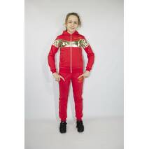 Sportowy  trykotażowy nastolatkowy kostium dla dziewczynki z wstawką złoto, 140-146-15 2-158-164 wzrost. Ukraina