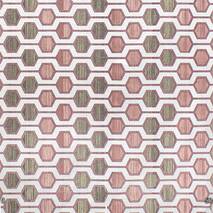 Dekoracyjna tkanka geometria sześciokąty są różowe na białym tle Turcja 87996v5