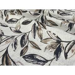 Декоративная ткань темные листья на сером фоне 180см тефлон 88448v18