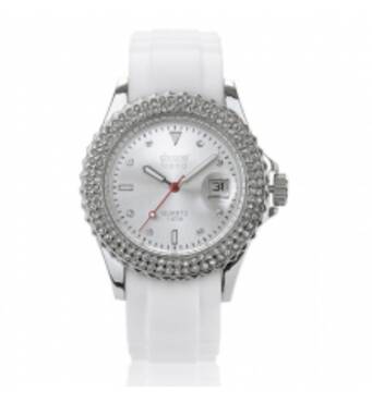 Zegarek na rękę z kryształkami biały