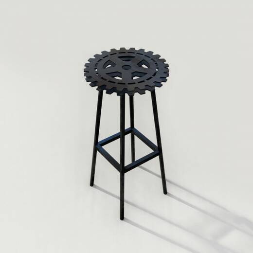 Krzeslo barowe metalowe Koło zębate 03