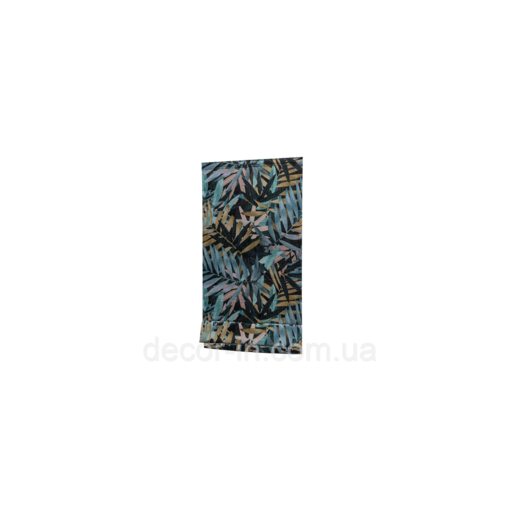 Dekoracyjna tkanka w brunatne i niebieskie liście na czarnym tle Hiszpania 87887v3