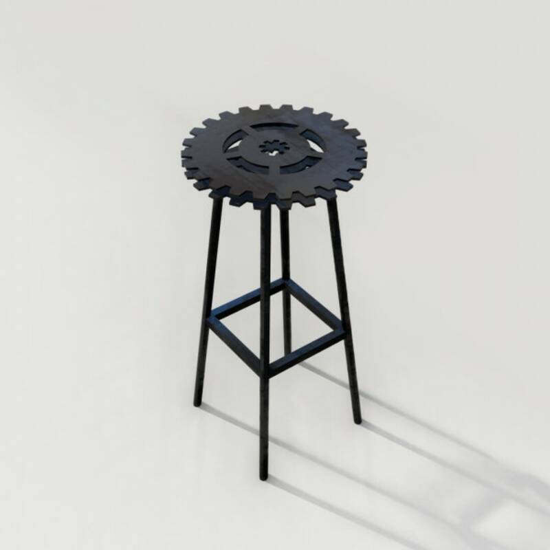 Krzeslo barowe metalowe Koło zębate 04