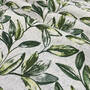 Декоративная ткань зеленые листья на сером фоне 180см тефлон 88449v20